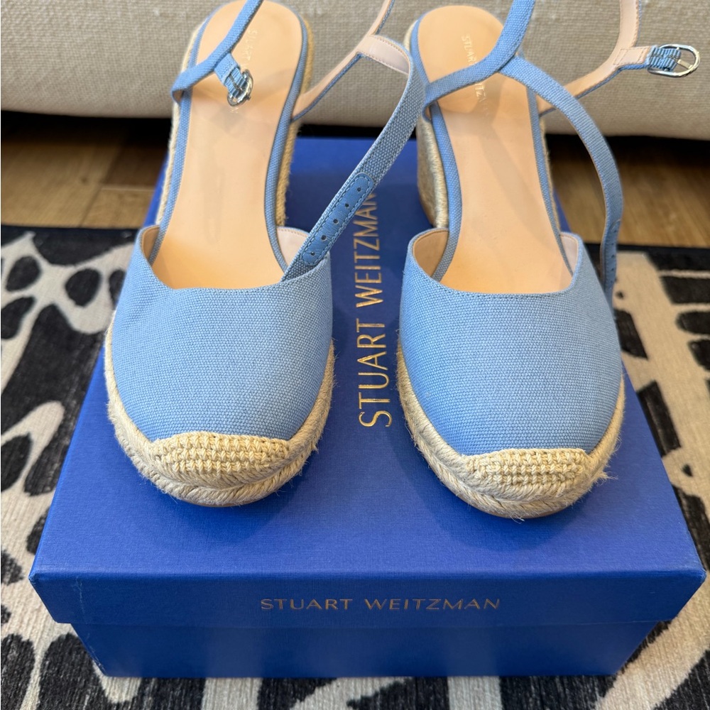 Stuart Weitzman Light Blue Espadrille Wedges - Picture 3 of 8